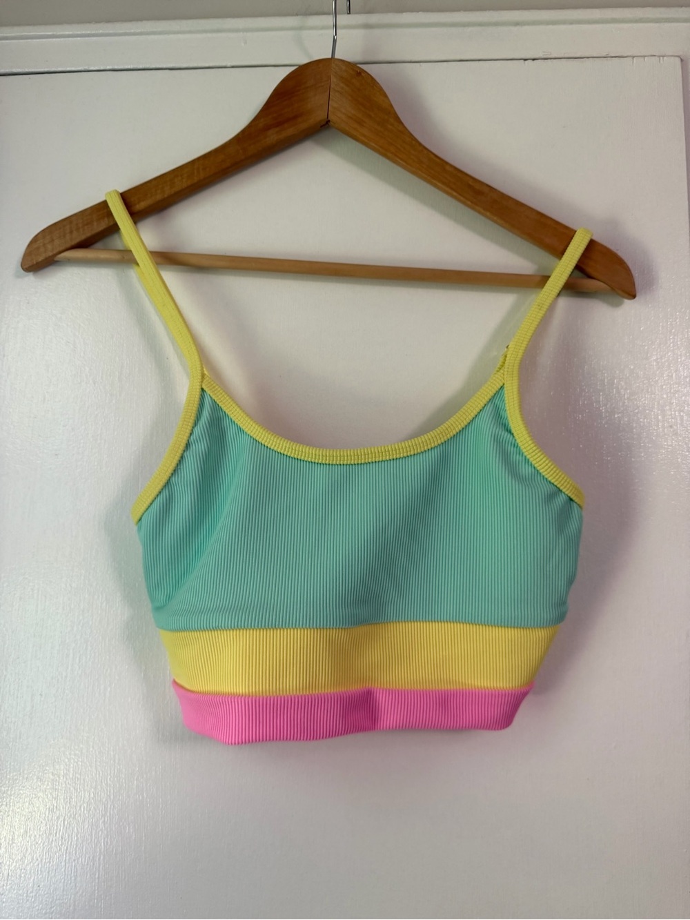 Beach Riot Eva Colorblock Rib Bikini Top Sports Bra - Size Small